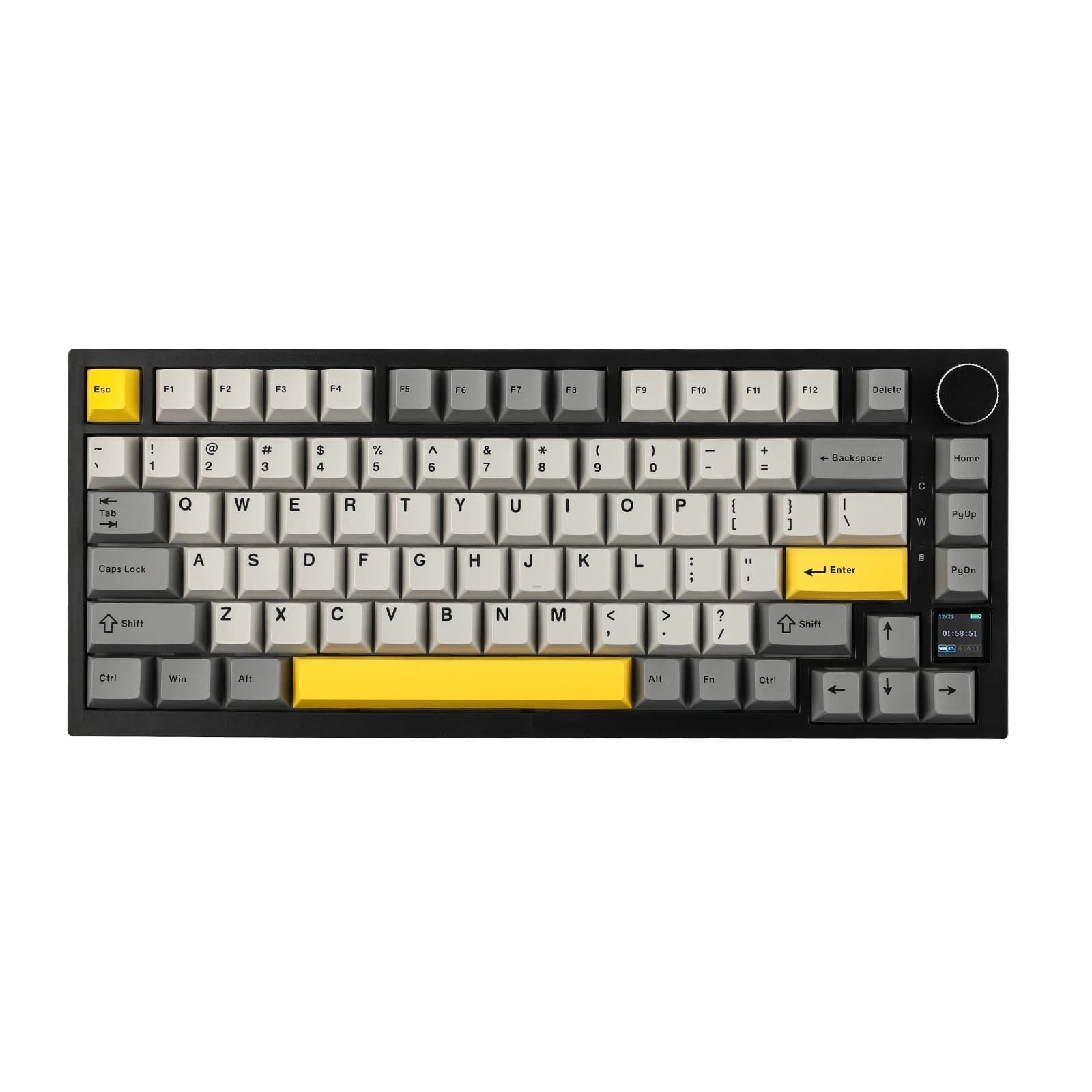 Ajazz AK820 Pro 75 % an der Dichtung montierte Bluetooth 5.1/2.4G kabellose/kabelgebundene mechanische Tastatur mit TFT-Bildschirm für Mac/Win
