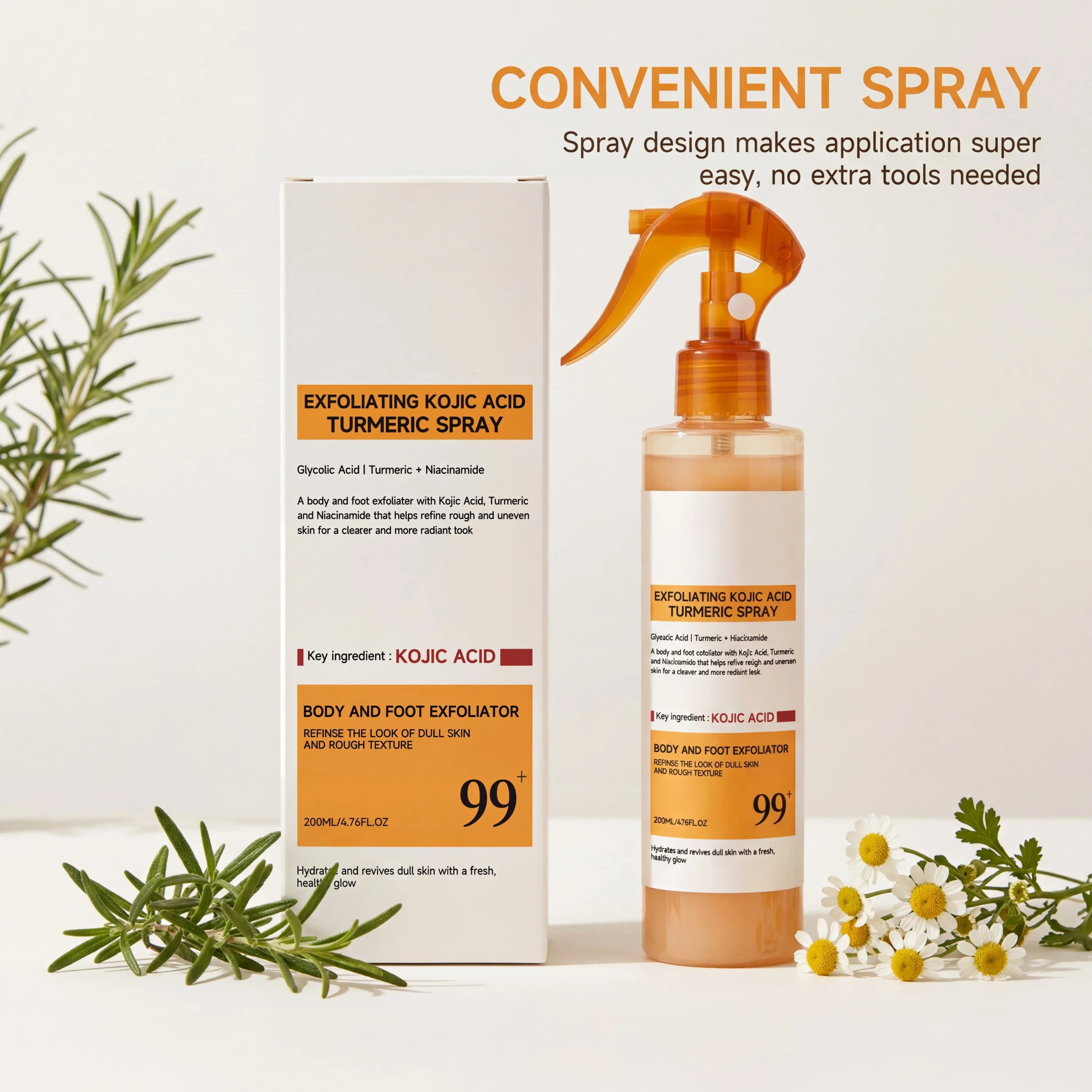 Kojisäure-Kurkuma-Spray und Essenz Keratin-Pflege Exfolierende Peeling-Lösung Nährendes Hydratisierendes Hautpflege-Serum für Straffheit
