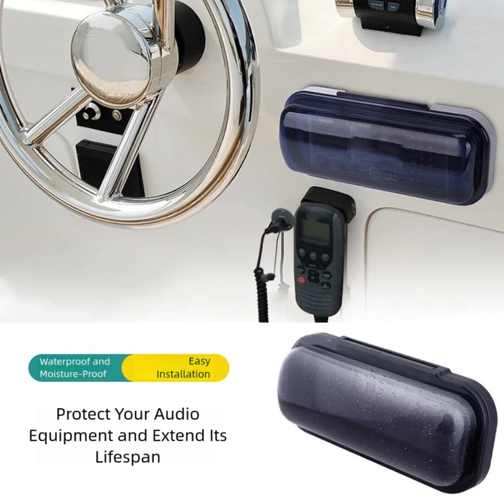 Wasserabweisende Marine-Stereo-Abdeckung für Bootsradios mit hochklappbarer Feder und stabiler Konstruktion für Haltbarkeit und Schutz