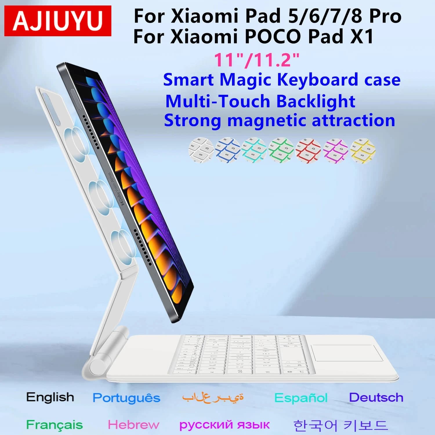 Magische Tastatur für Xiaomi Pad 5 6 7 8 MiPad 8 7 6 5 Pro 11" 11,2" Magnetische Hülle für POCO Pad X1 Smart Multi-Touch-Tastaturabdeckung