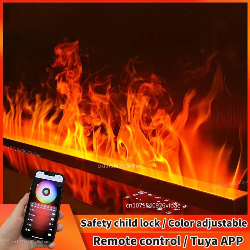 3D-Wasserdampfkamin mit bunter Flamme, ECO, dekorativ, kein Feuerrisiko, Nebel, intelligenter elektrischer zerstäubter Innenkamin