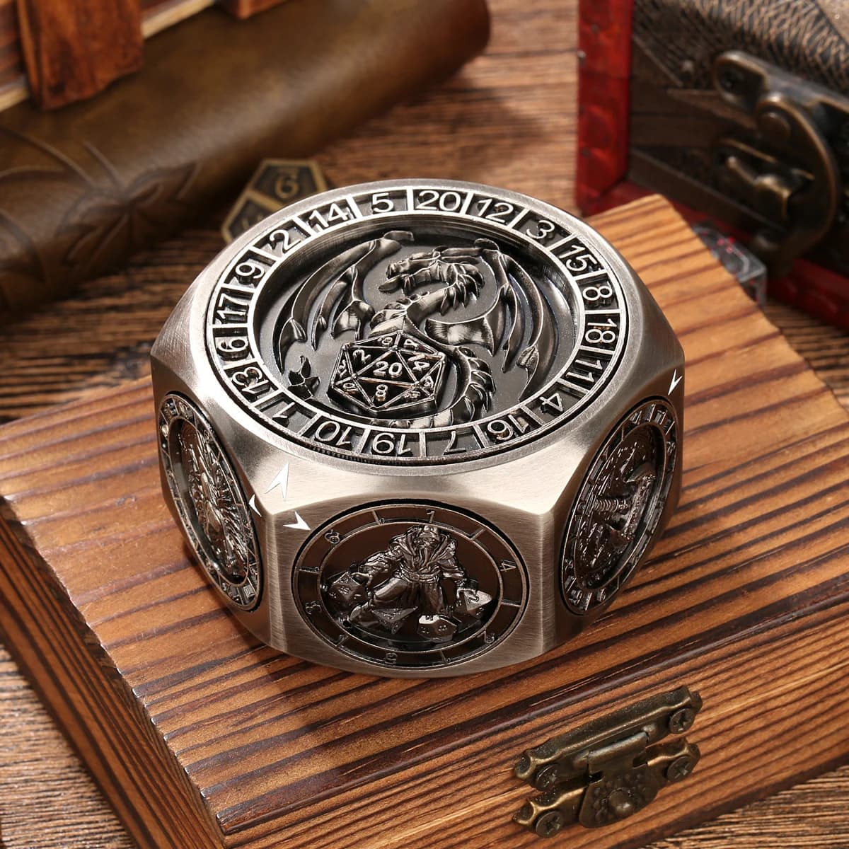 Achtseitige Muster Spinner Würfel Metallwürfel Rollenspiel Würfel Einzigartiges Spiel Party Geschenk Würfel D4/D6/D8/D10/D12/D20