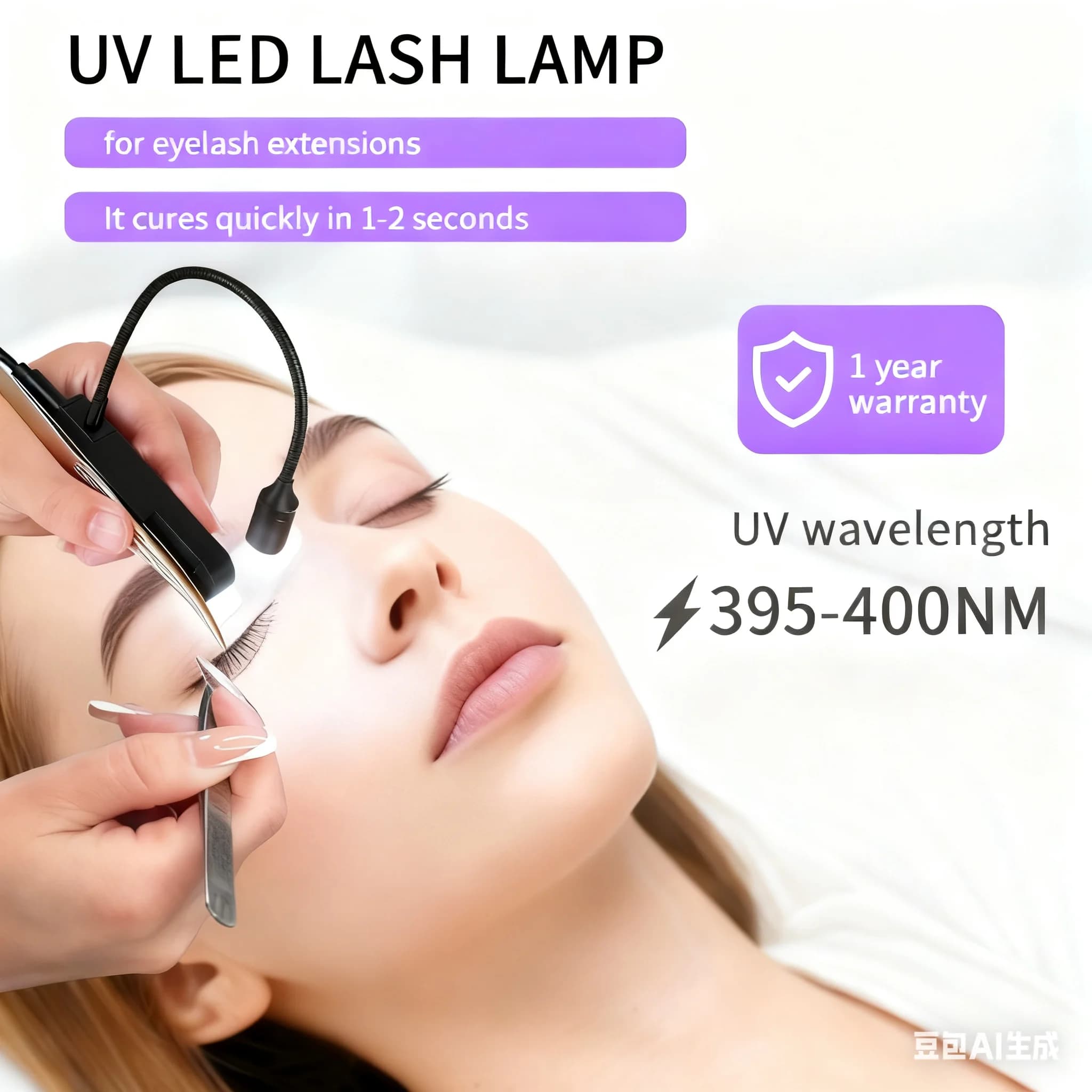 LED UV white light Colloidal Curing Lamp Foot Switch Tweezers  Curing Lamp Eyelashes and Eyebrows Grafting Glue Curing Lamp