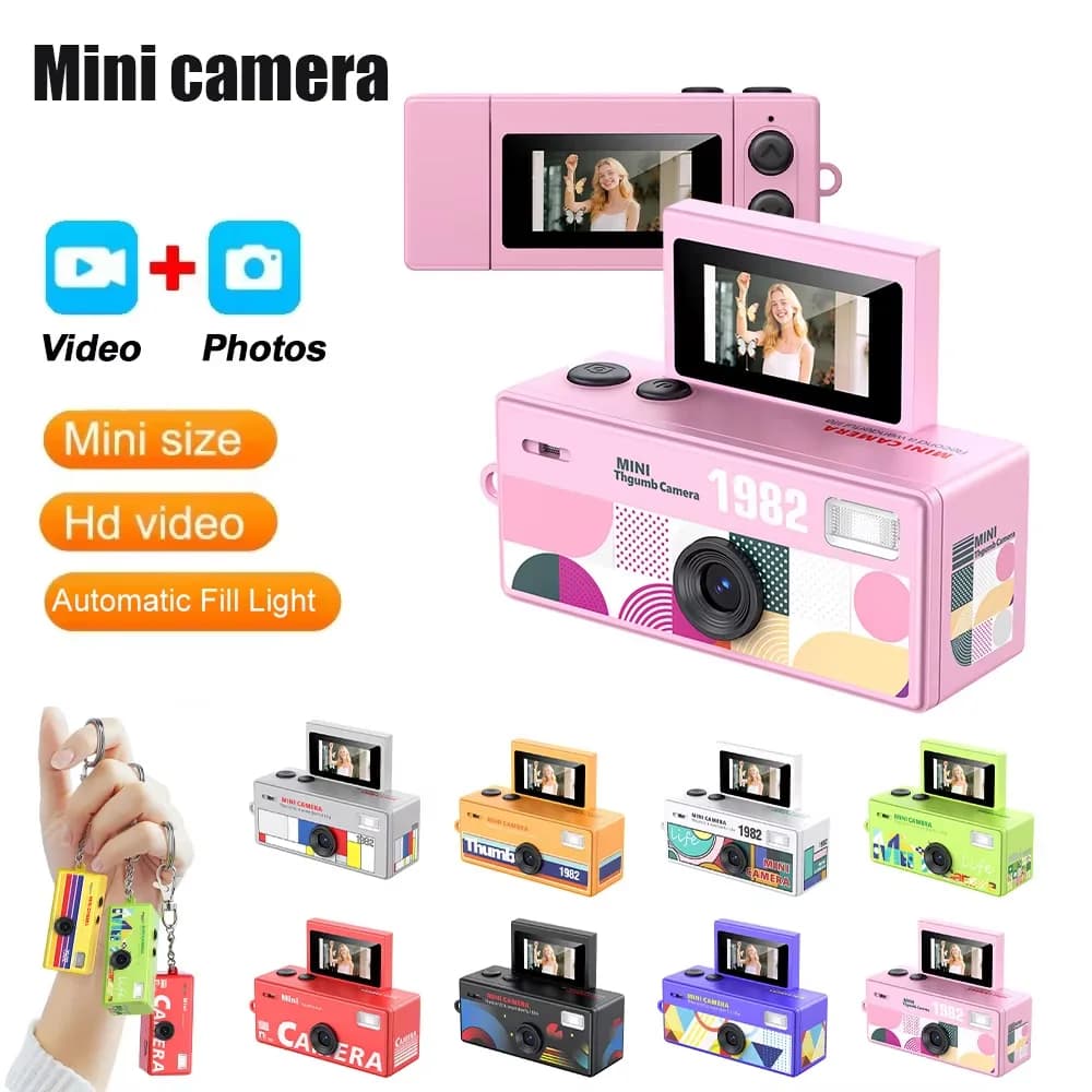 Ourlife Mini-Daumenkamera 0,96 Zoll Flip-Screen Schlüsselanhänger-Kamera Retro Outdoor-Sportkamera Sehr Kleine Videokamera Videorekorder