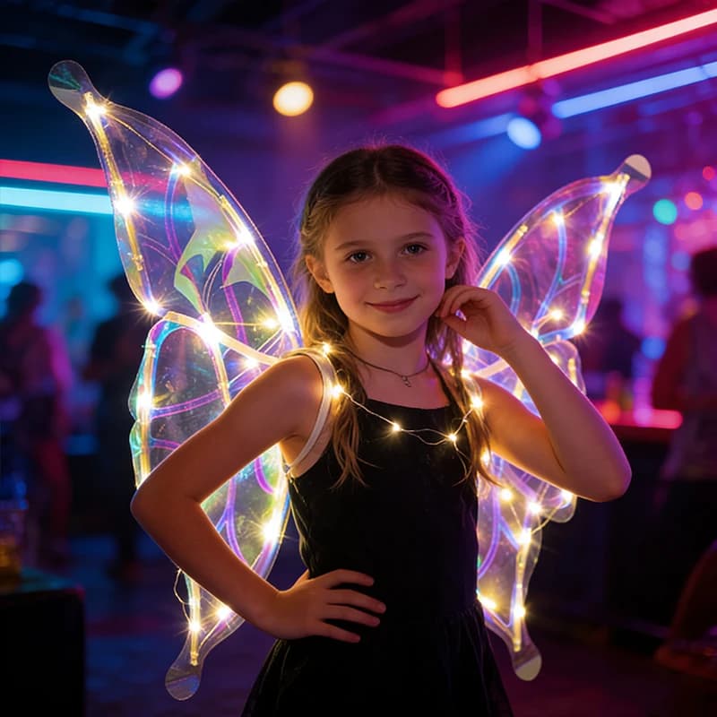Elektrische LED-Schmetterlingsflügel mit Bewegung und Musik, Feenflügel für Mädchen, Partygeschenk, Leuchtende Halloween-Cosplay-Engelsflügel