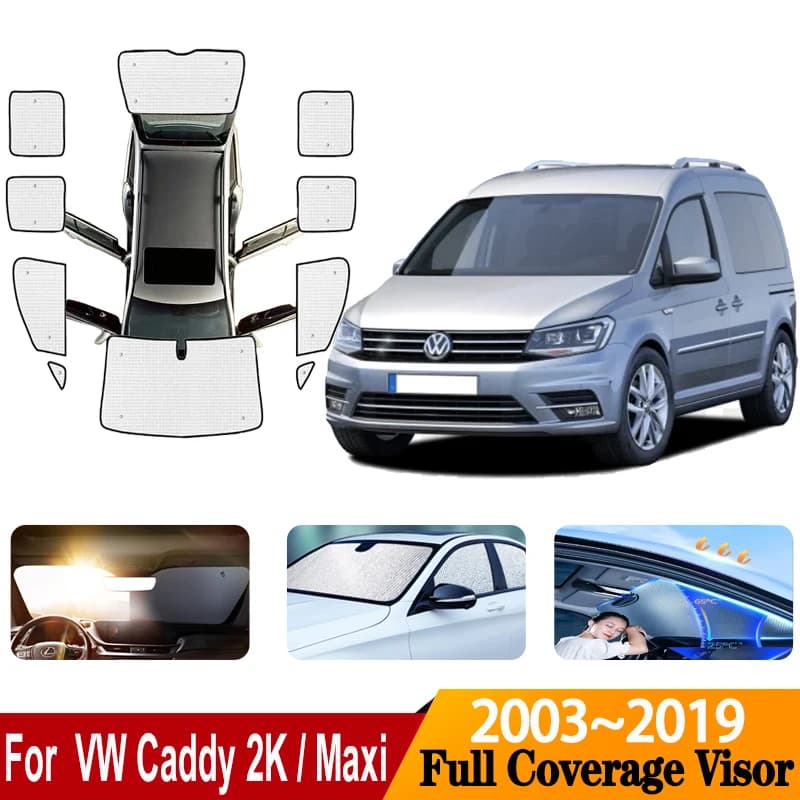 Für VW Caddy 2K Zubehör Volkswagen Maxi MK3 2003~2019 Auto Vollabdeckungen Sonnenblenden Sonnenschutz Fenster-Sonnenschutzabdeckung Zubehör