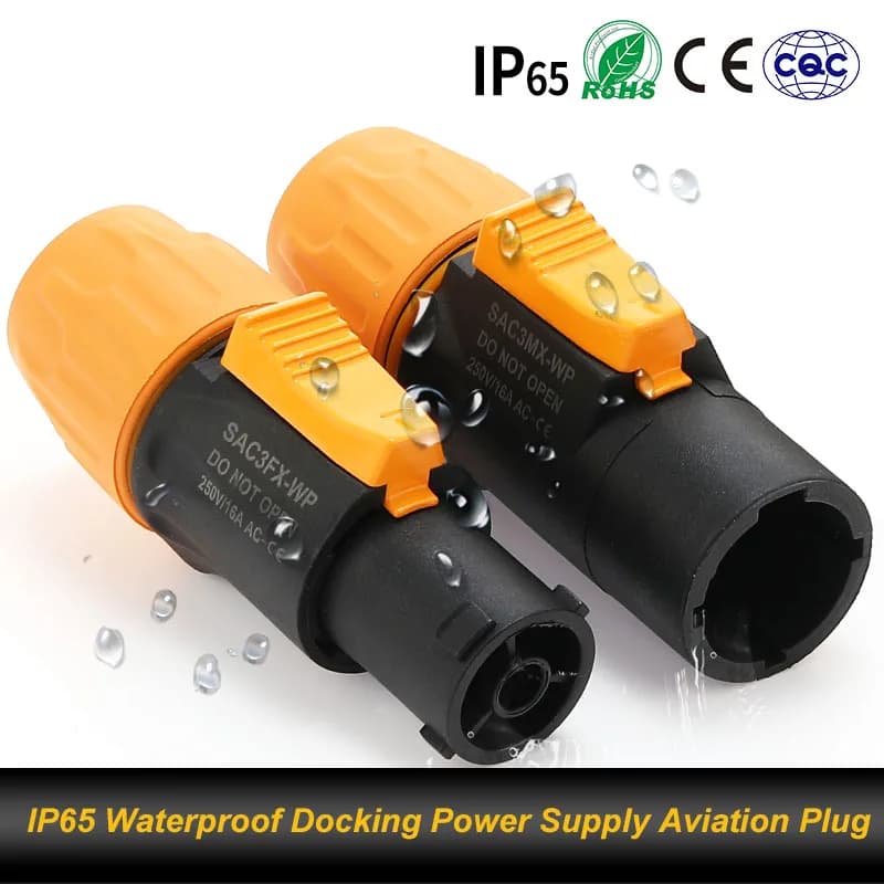 IP65 Wasserdichtes 3-adriges Docking-Netzteil mit Stecker/Buchse, Luftfahrtstecker/Buchse, NAC3FX, industrielle Audio-LED-Beleuchtung mit großem