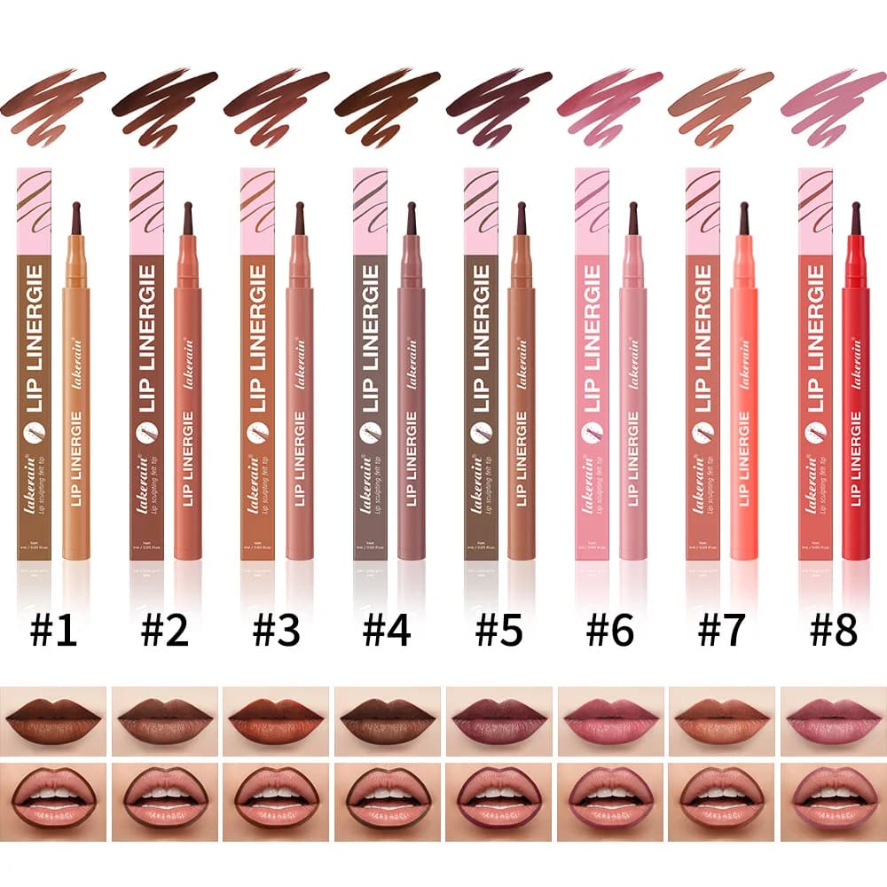 Wasserdichter Lipliner, Fleck-Lippen-Dessous, langlebig, 8 Farben, Transferfest, wischfest, Farbe, keine Blutung, Formel, Kosmetik