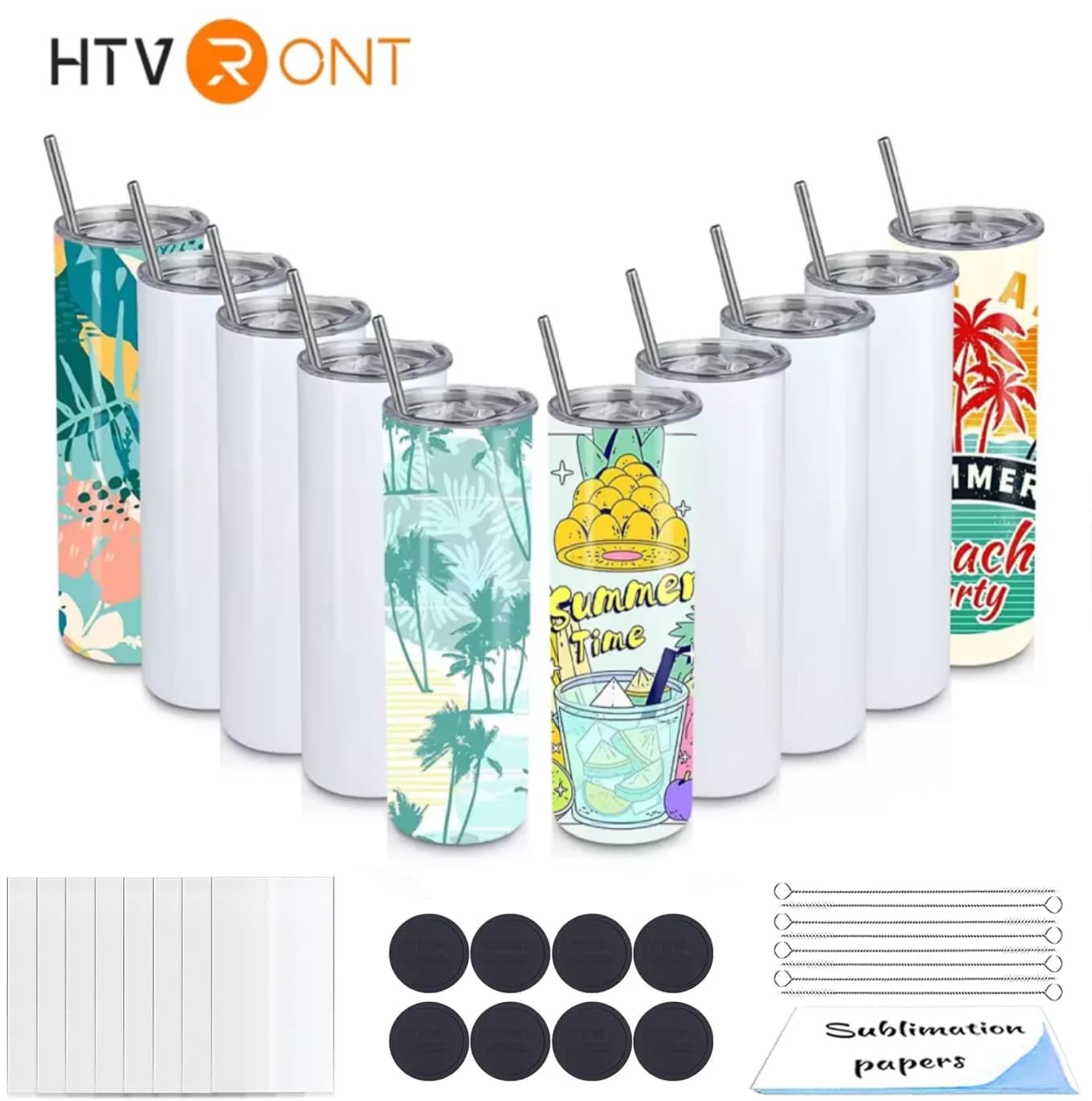 HTVRONT 8er-Pack 20 OZ Sublimationsbecherrohlinge Skinny Straight in Bulk, isolierter Sublimationsbecher aus Edelstahl