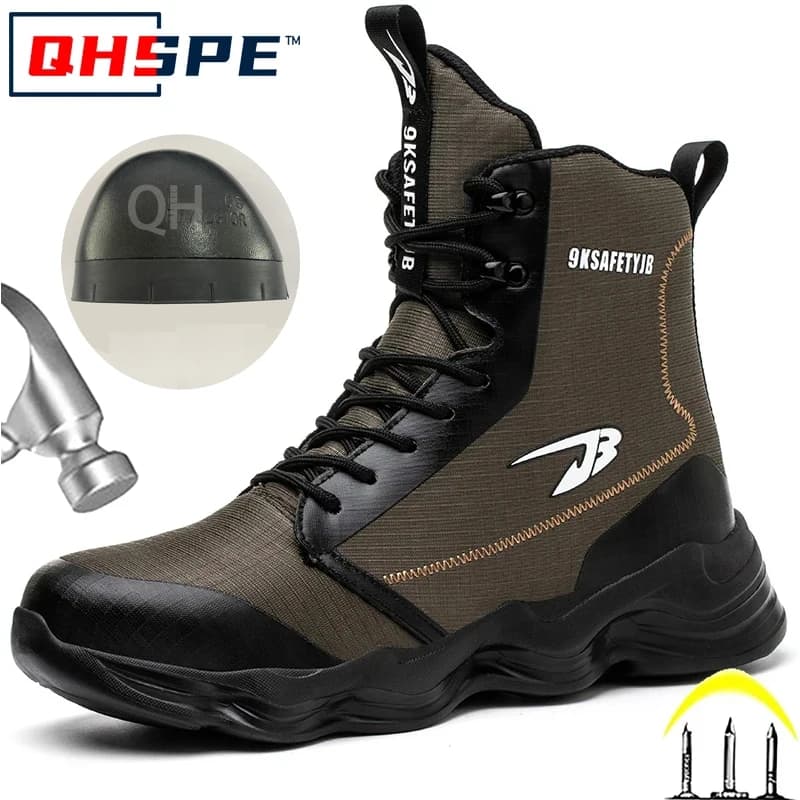 Sicherheitsschuhe Herren Stiefel High Top Arbeitssneaker Stahlkappe Anti-Smash Pannensichere Arbeitsstiefel Unzerstörbare Schuhe