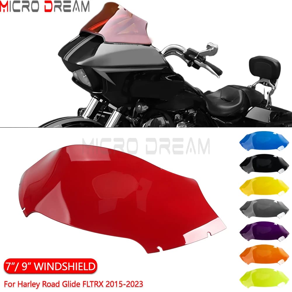 Frontscheibe für Harley Touring Road Glide FLTRX 2015-2023 Motorradverkleidung Oberer Windschutz 7/9 Zoll Windschutzscheiben-Deflektor