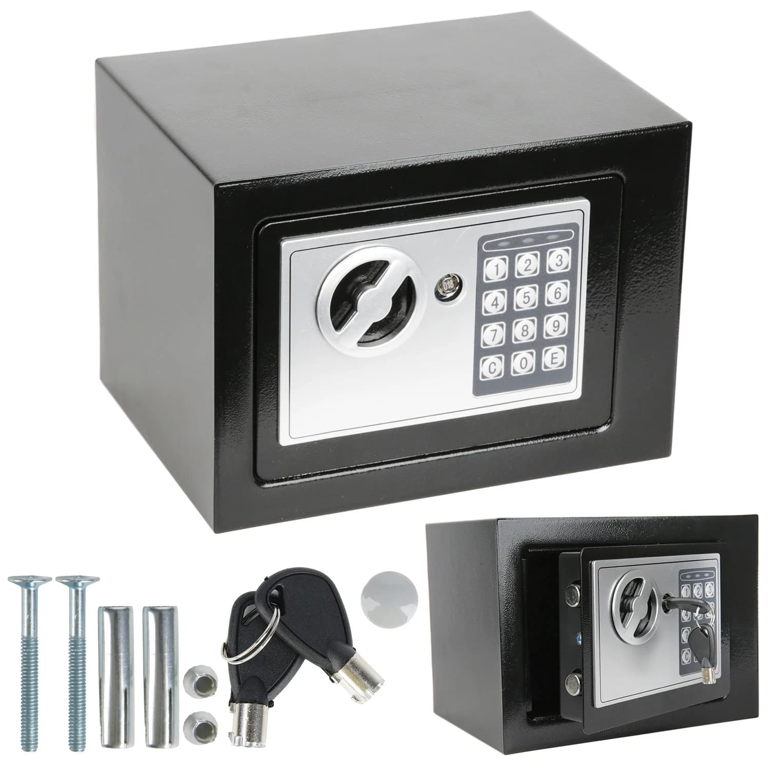 4,6 L Elektronischer Sicherheitstresor mit Diebstahlschutz, Digitalem Tastenfeld, Doppelter Entriegelung, Versteckt Montierbar für Dokumente, Schmuck