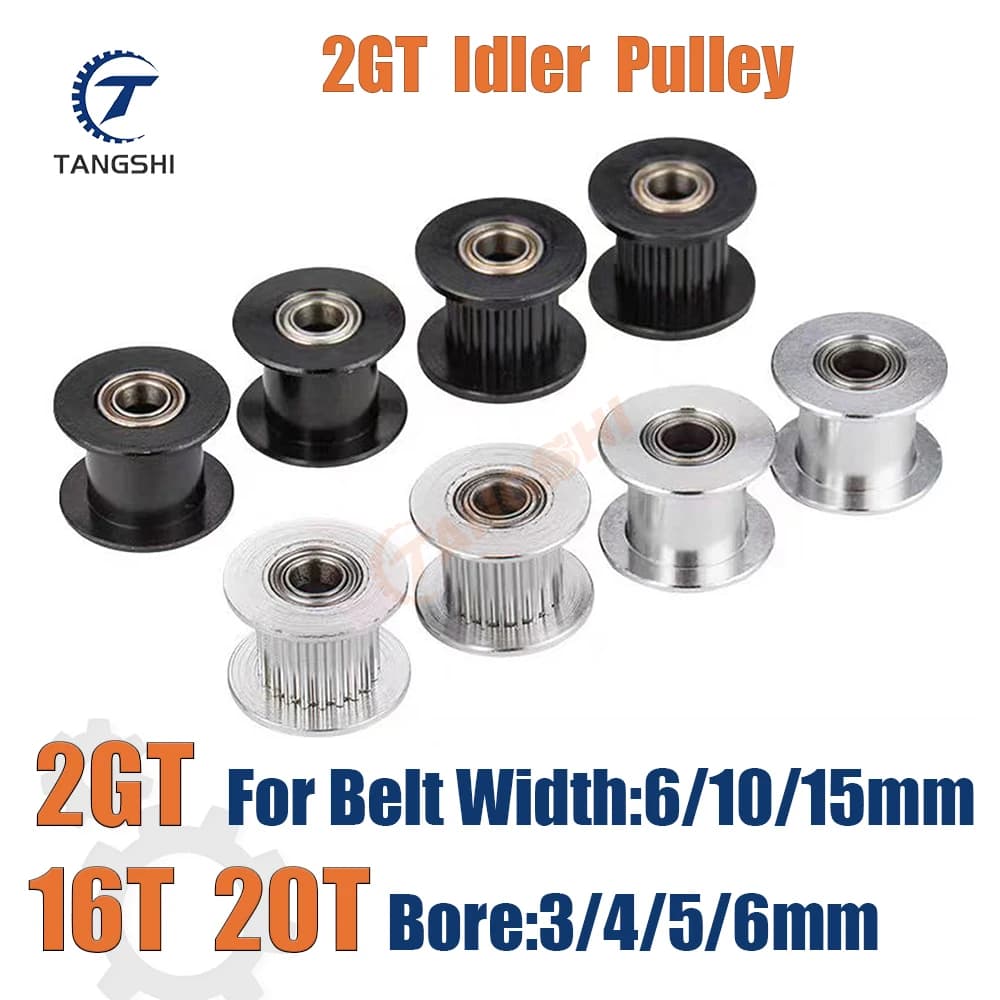 16T 20T 2GT Spannriemenscheibe Bohrung 3/4/5/6mm Breite 6/10/15mm GT2 Synchronriemen 3D-Drucker CNC-Teile Spannertyp Teilung 2mm 20T