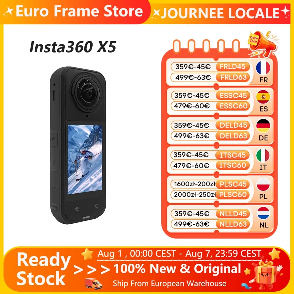 Insta360 X5 Action-Kamera, neue 8K 30fps Version, austauschbare Objektive, Triple-IA-Chip, hervorragende Leistung bei schlechten Lichtverhältnissen,