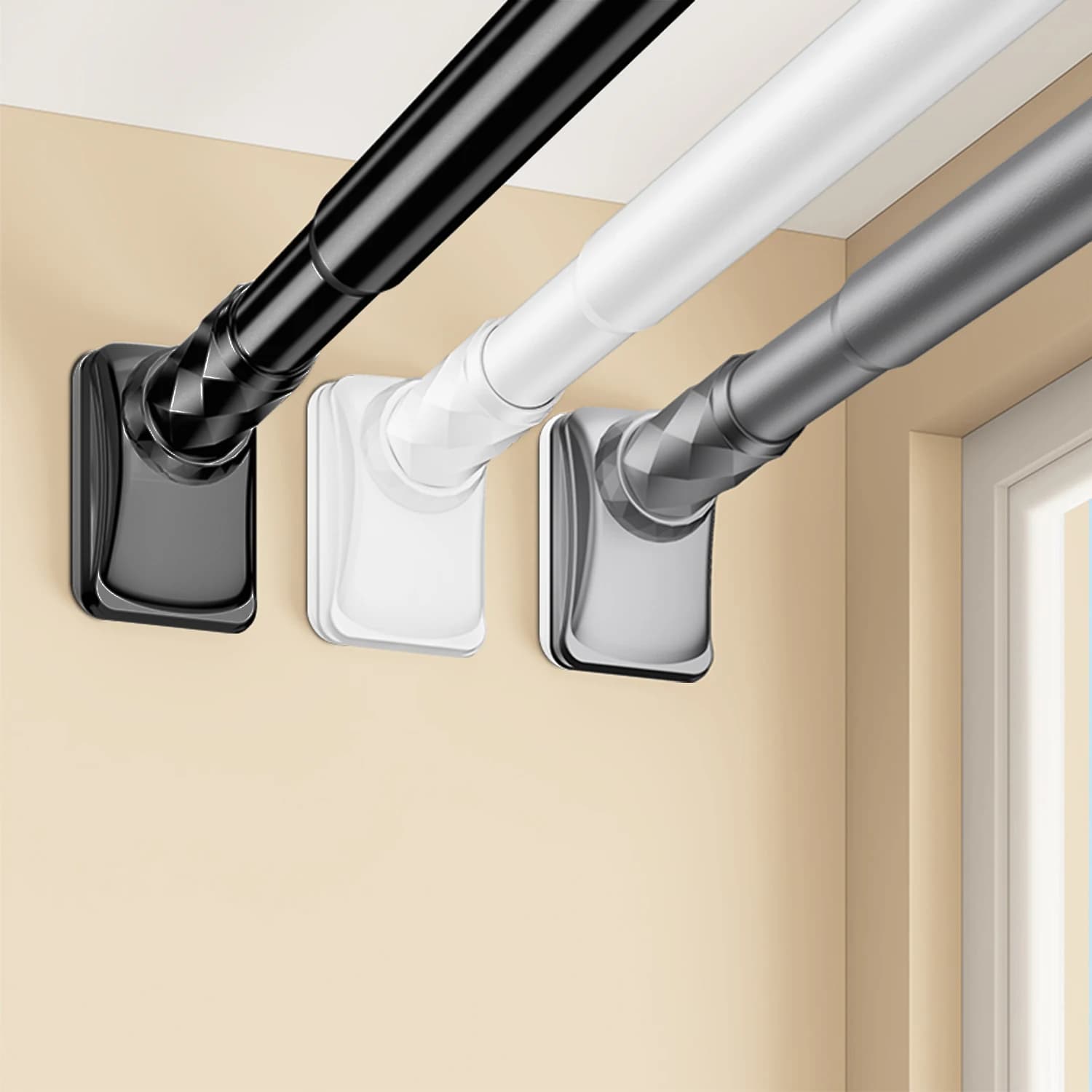 Teleskop-Duschvorhangstange, Spannungsvorhangstange ohne Bohren, ausziehbar von 40–500 cm, Spannstange für Duschstange mit 33 mm Durchmesser