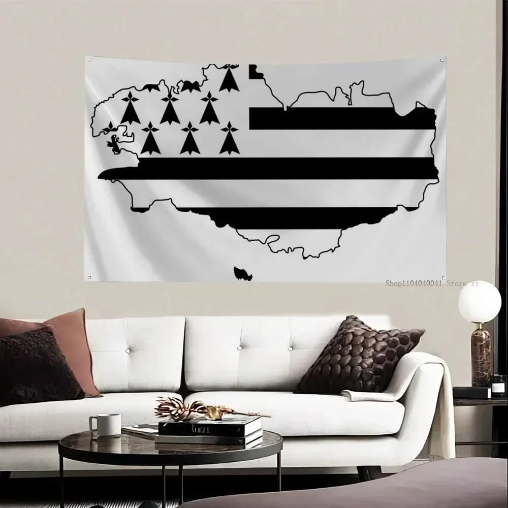 1 Stück Breizh Bretagne Llydaw Bretagne Flagge Flaggen und Banner Vierloch Polyester Outdoor Dekor Raumästhetik