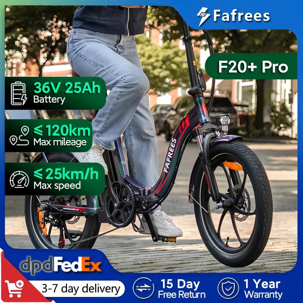 Fafrees F20+ Pro Klapprad Elektrofahrrad Mit 36V 25Ah Abnehmbarem Akku, 20 Zoll E-bike Mountainbike für Erwachsene, 7-Gang, 25 km/h und Reichweite