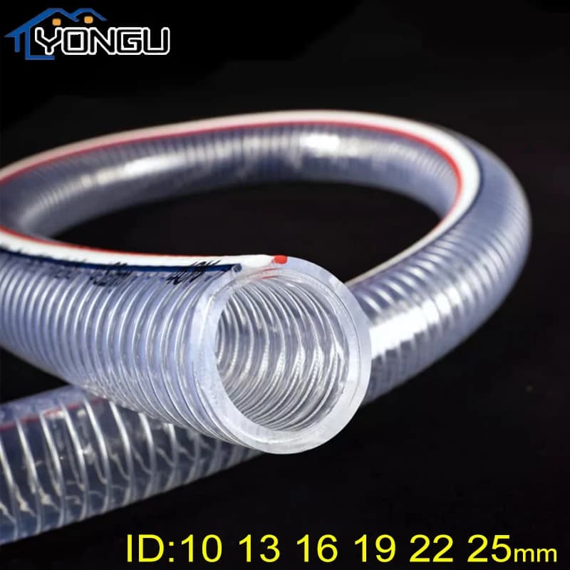 Hochwertiger, transparenter, weicher PVC-Sanitärschlauch mit Stahldraht, Wasserpumpe, flexibler Schlauch, Ölschlauch, ID 10, 13, 16, 19, 22, 25 mm