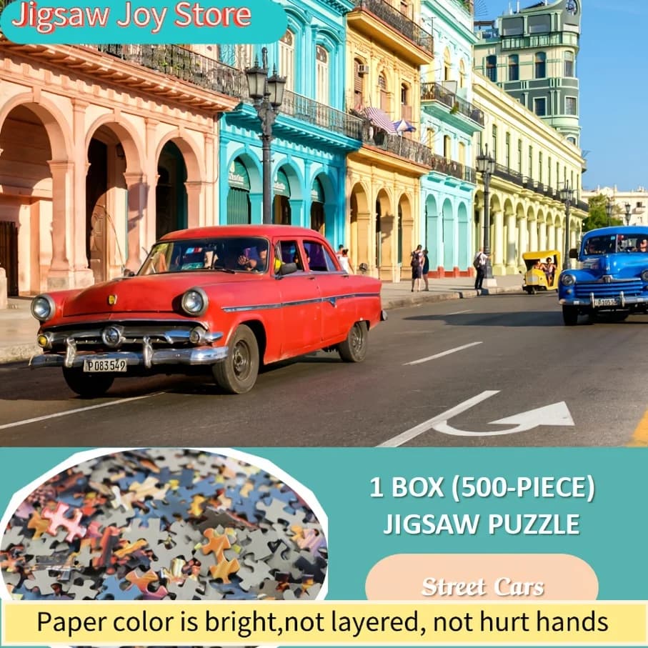 1 Box () Papierpuzzle-Teile - Perfekt Zusammenpassend für Erwachsene, Spiel 'Straßenautos' - Ideal für Partys, Familie & Freunde