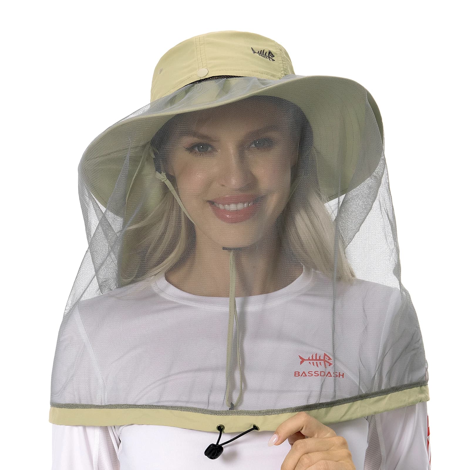 Bassdash UPF 50+ Moskito-Sonnenhut mit verstecktem Kopfnetz und Nackenklappe für Männer und Frauen, Outdoor, Angeln, Wandern, Camping