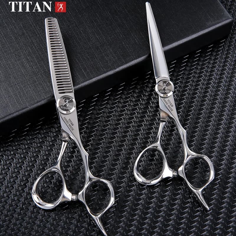TITAN Professionelle Friseurscheren Set mit 5,5/6,0/6,5/7,0 Zoll Schneidescheren und Effilierscheren aus Japanischem 440C Stahl
