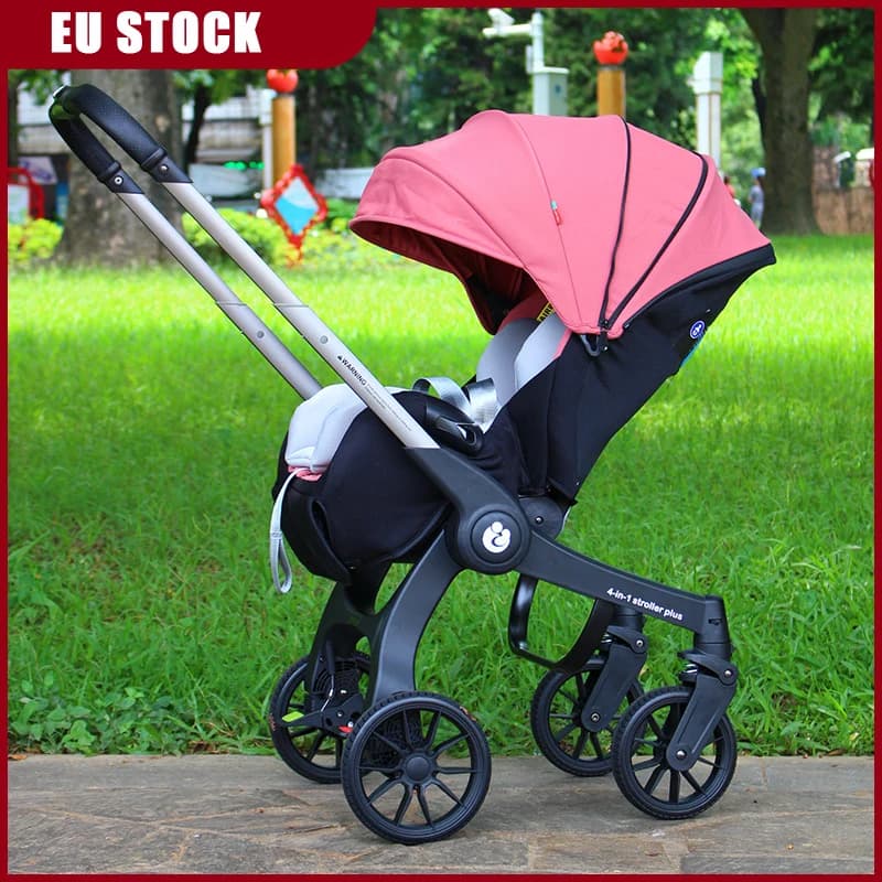 EU-LAGER 4-in-1-Kinderwagen, multifunktionaler Kinderwagen für Neugeborene, faltbarer Korb-Sitz, leichter Reise-Kinderwagen-Autositz