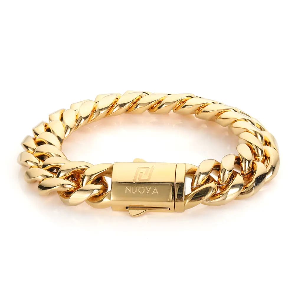 Hip Hop Rock Schmuck Kostenloser Individuelles Logo Name Miami Cuban Link Edelstahl Armband Für Männer Drop Shipping