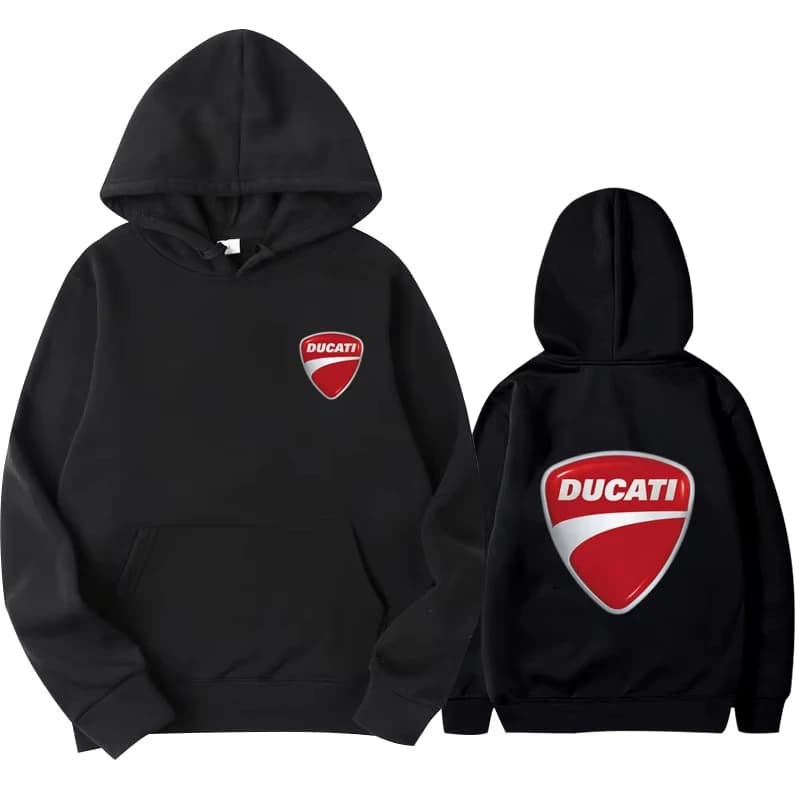 Modischer Ducati Shield Logo Hoodie für Herren und Damen, lässiges Streetwear-Kapuzen-Sweatshirt mit Aufdruck vorne und hinten
