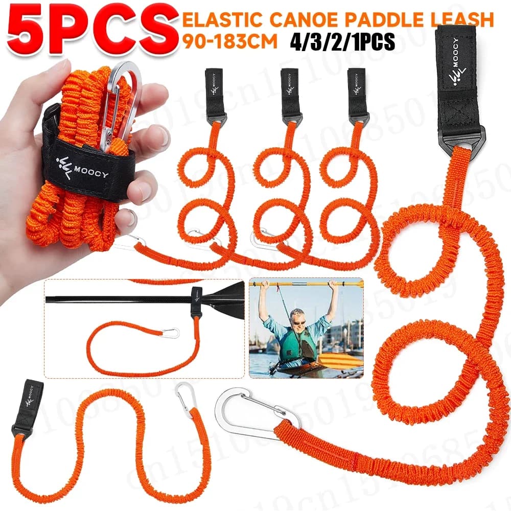 5-1PCS Elastische Kajak Kanu Paddel Leine Anti-Verloren Seil Rudern Kajak Paddel Leine Sicherheit Boot Angelrute pole Coiled Lanyards