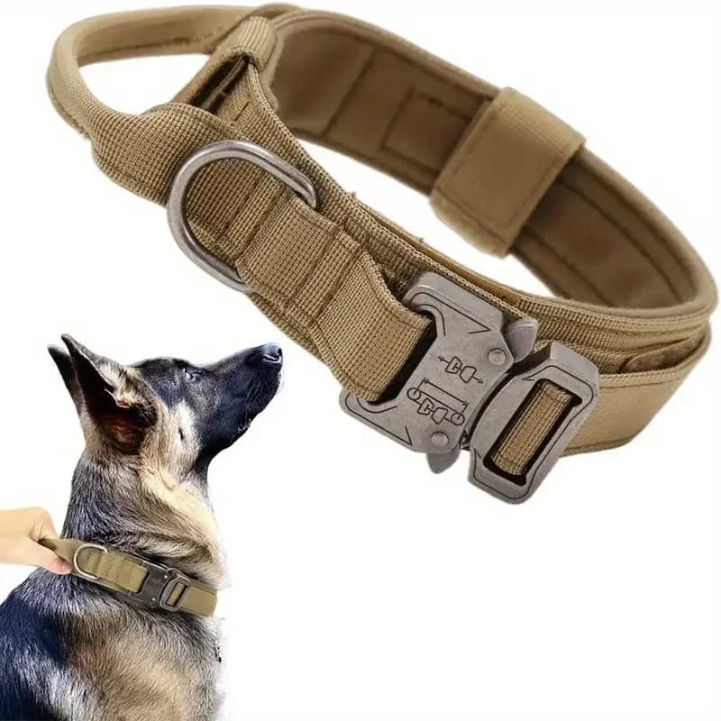 Taktisches Hundehalsband, verstellbares Militär-Hundehalsband aus Nylon mit Steuergriff und robuster Metallschnalle für mittelgroße und große
