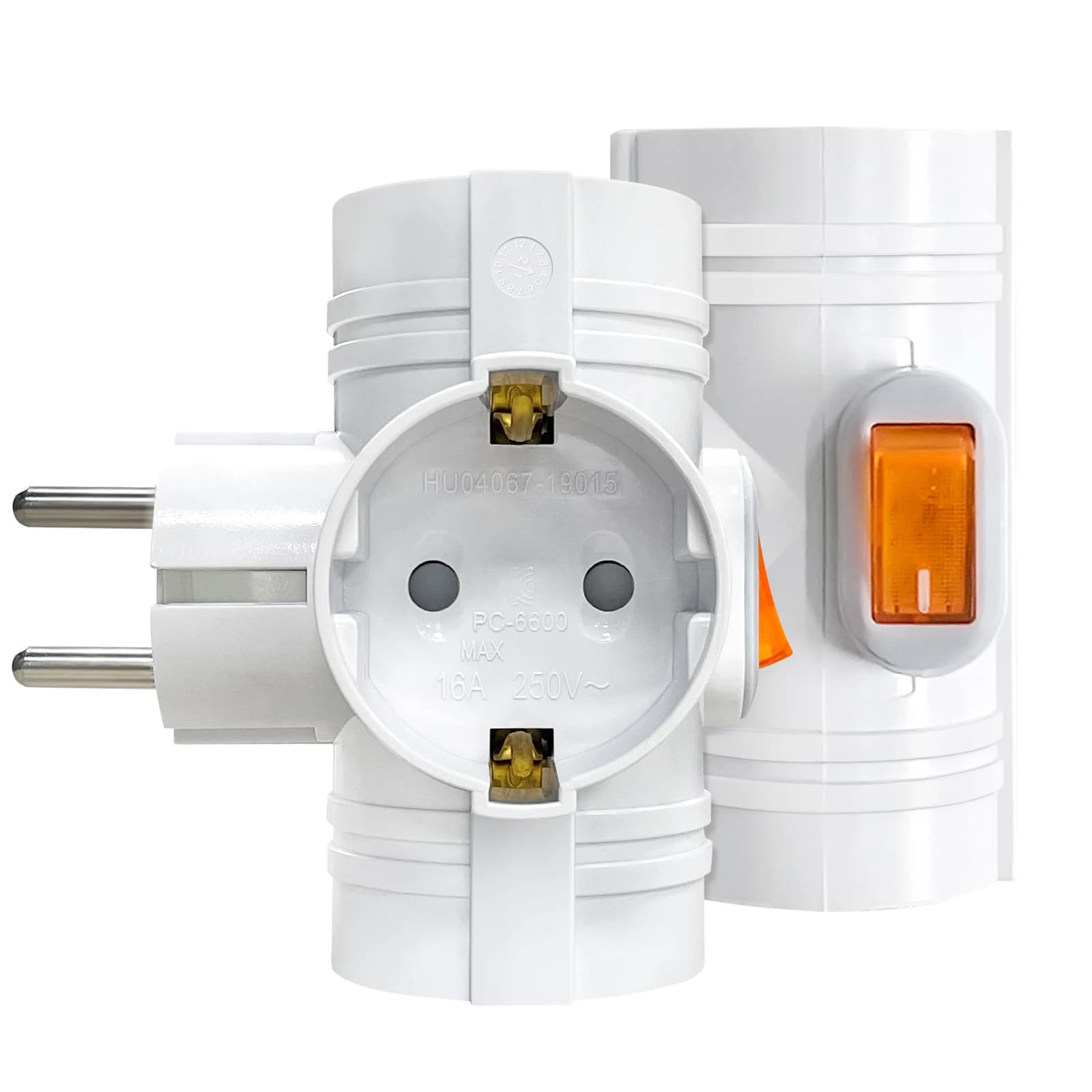 EU-Steckdosenadapter 3-in-1 Ein/Aus 2-Pol Erweiterungssteckdosenkonverter 250V/16A Europäischer Deutscher Standard Steckerverlängerung