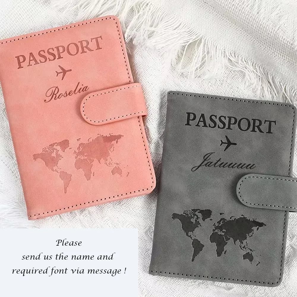 Personalisierte Reisepasshülle mit Namen für Paare, PU-Leder Passhülle für Ausweis und Bankkarten, Reiseaccessoires, Maßgeschneidertes Reisepass