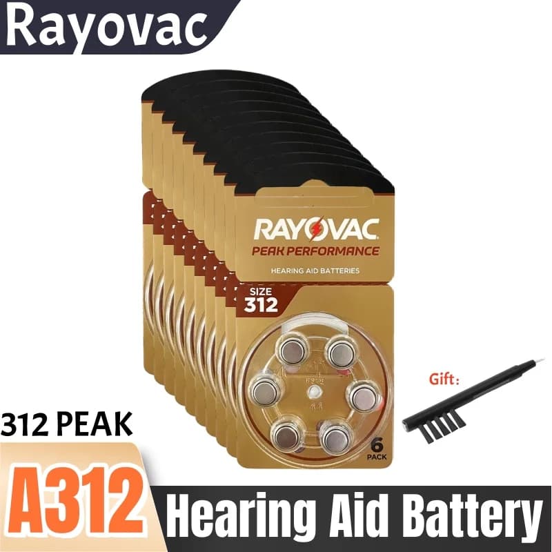 30/60 Stück Hörgerätebatterien Rayovac PEAK 312 1,45 V Hochleistungs-312 A A312 PR41. Batterie für BTE CIC RIC OE-Hörgeräte