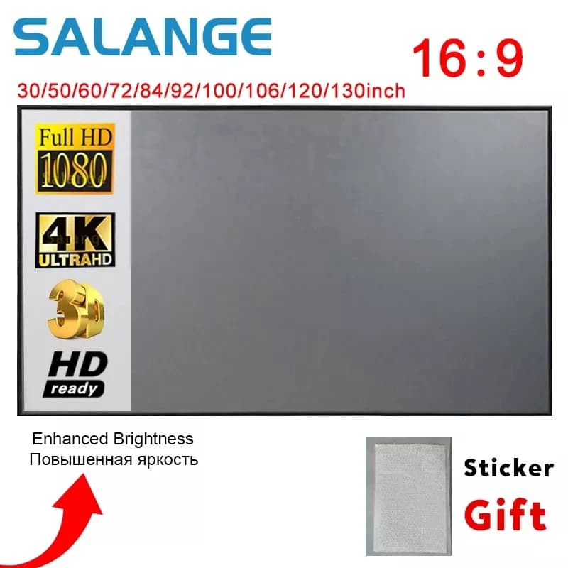 Salange Projektor-Leinwand, 60 100 120 Zoll reflektierende Stoff-Tuch-Projektionsleinwand für YG300 Projektor XGIMI DLP LED Heimkino