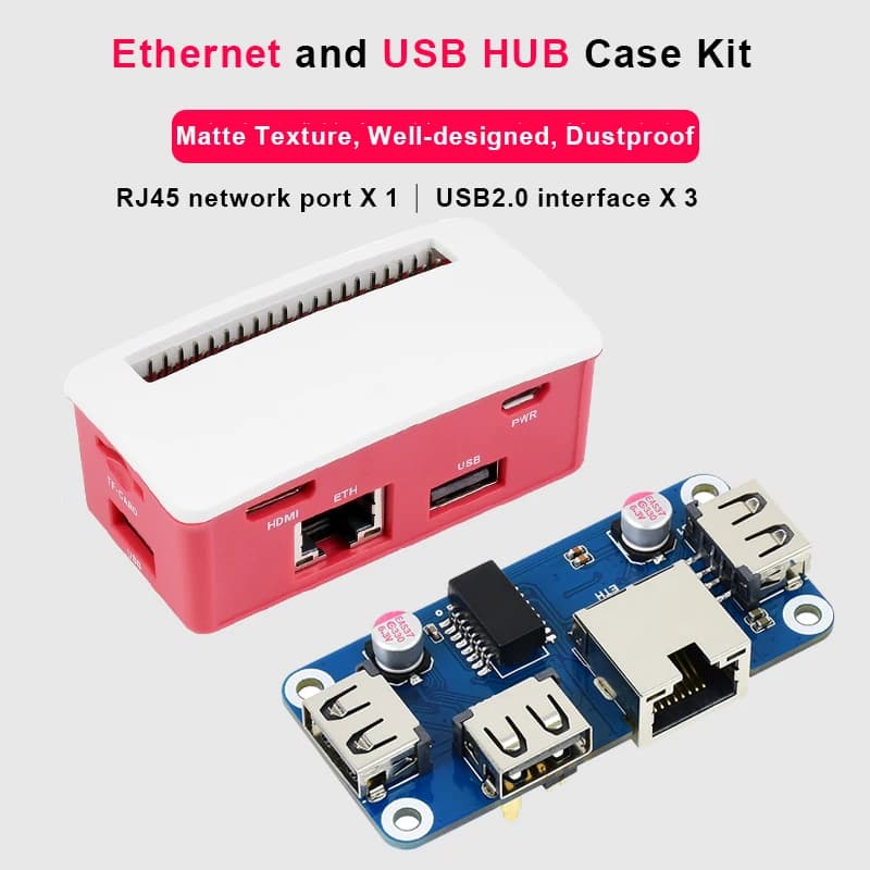 Raspberry Pi Zero 2W Ethernet/USB HUB HAT (B) für Raspberry Pi Serie 1 x RJ45 3 x USB 2.0 Schnittstelle für Raspberry Pi Zero