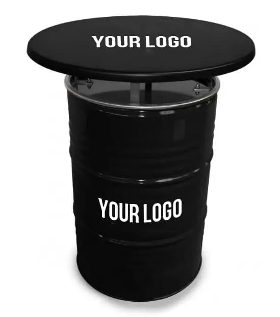 10x Ölfass Stehtisch 200L - Personalisiert - Eigenes Logo - 80 cm