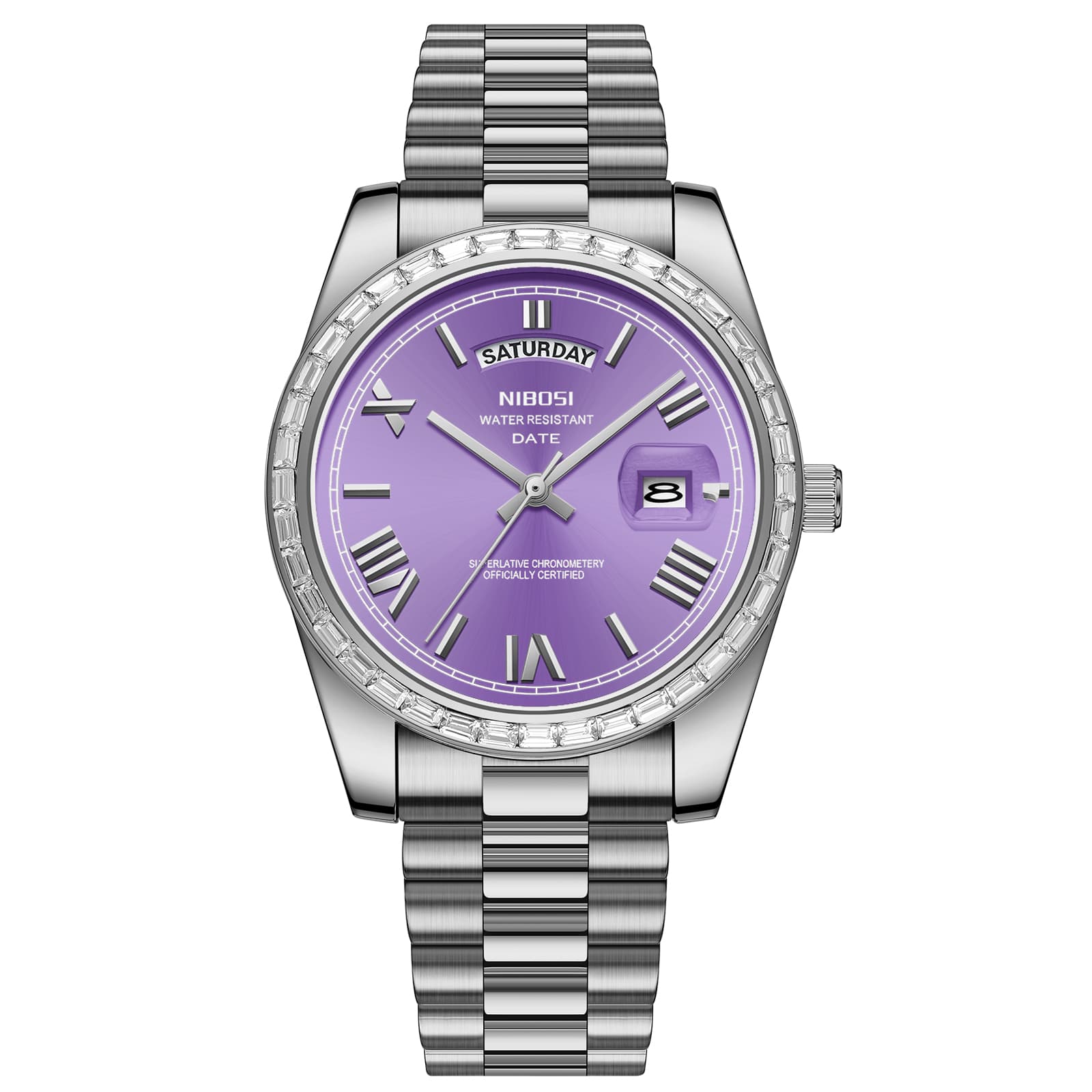 Nibosi Day-Date President Silver Purple