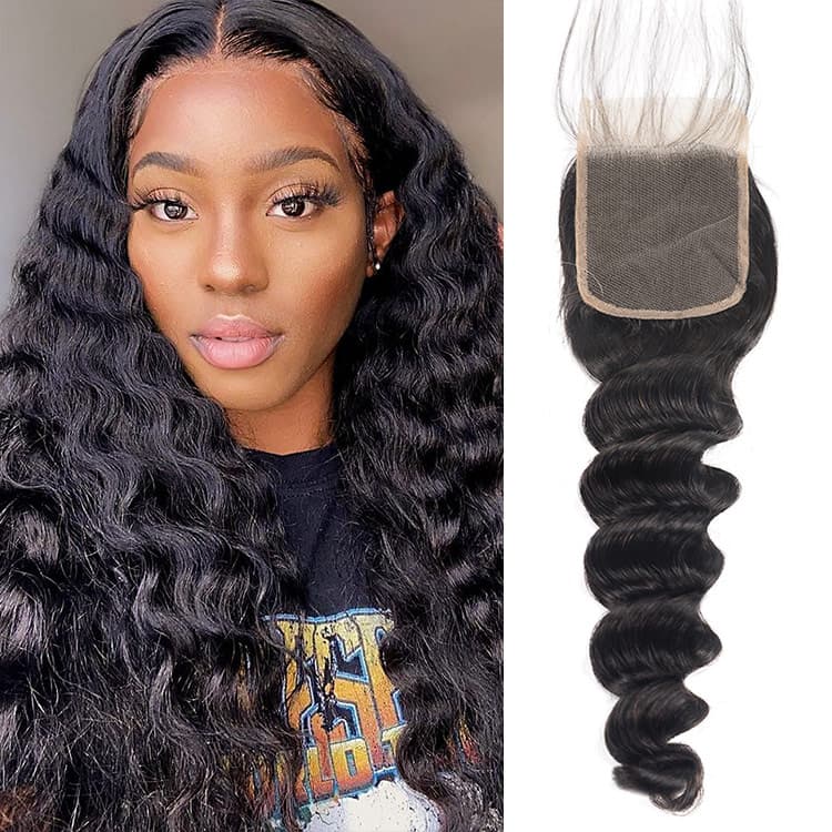 Alipearl Peruvian Hair Loose Deep Wave 4*4 5*5 6*6 HD Lace Closure