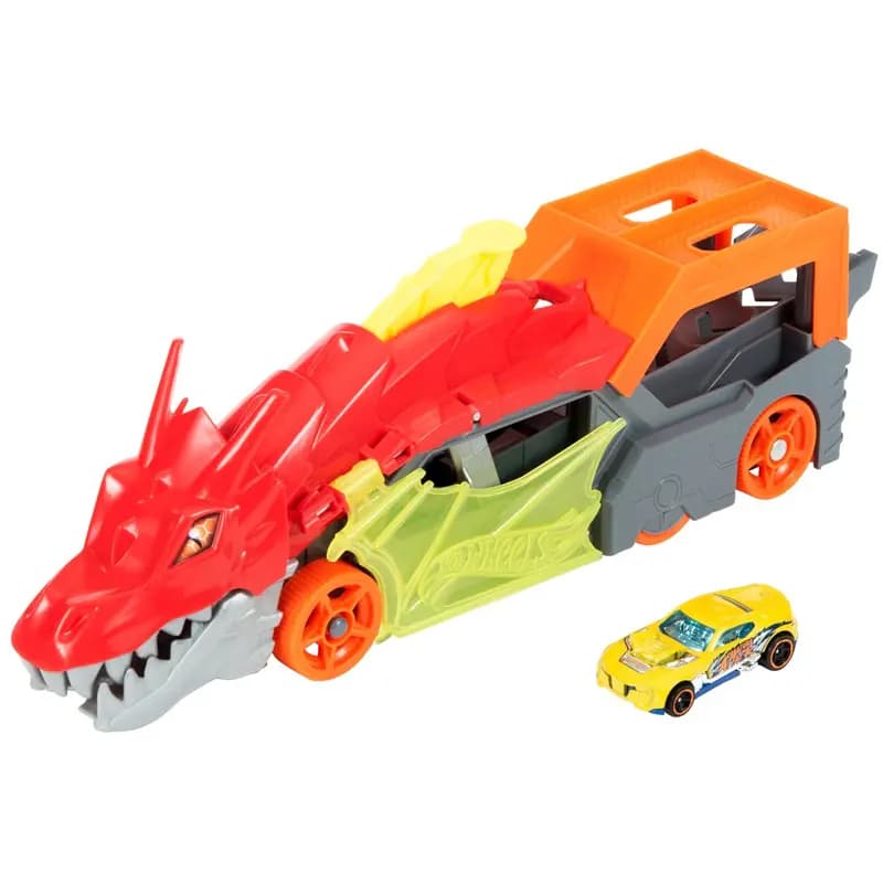 Autospiele Transporter Drachenwerfer und 1 Fahrzeug Mattel France Hot Wheels