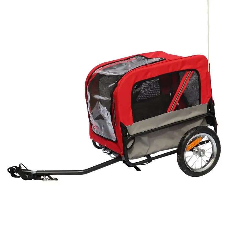 Utility-Anhänger mit Rädern, Radachsenbefestigung hinten - für den Transport von Hunden und Gepäck - 2 Öffnungen (vorne+hinten) + zusätzlicher