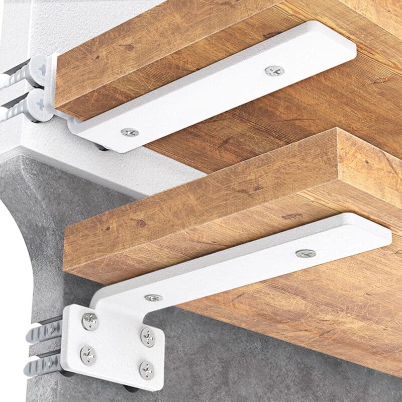 Kzq - 4er-pack Schwebende Regalhalterungen, 6 Zoll, Robuste L-förmige Regalhalterungen Aus Metall, Wandmontage, Weiß