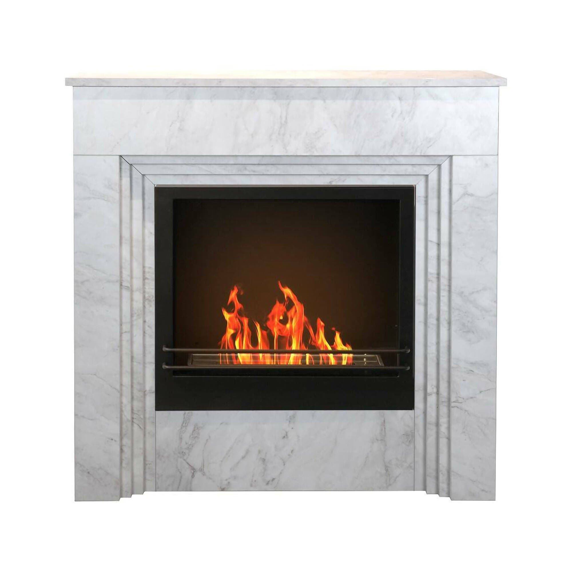 Bioethanol-kamin Kinsasa, Ökologischer Kamin, Rauchfreies Feuer, Heizung Mit Ethanol, Made In Italy, 96x35 H96 Cm, Weiß - Dmora