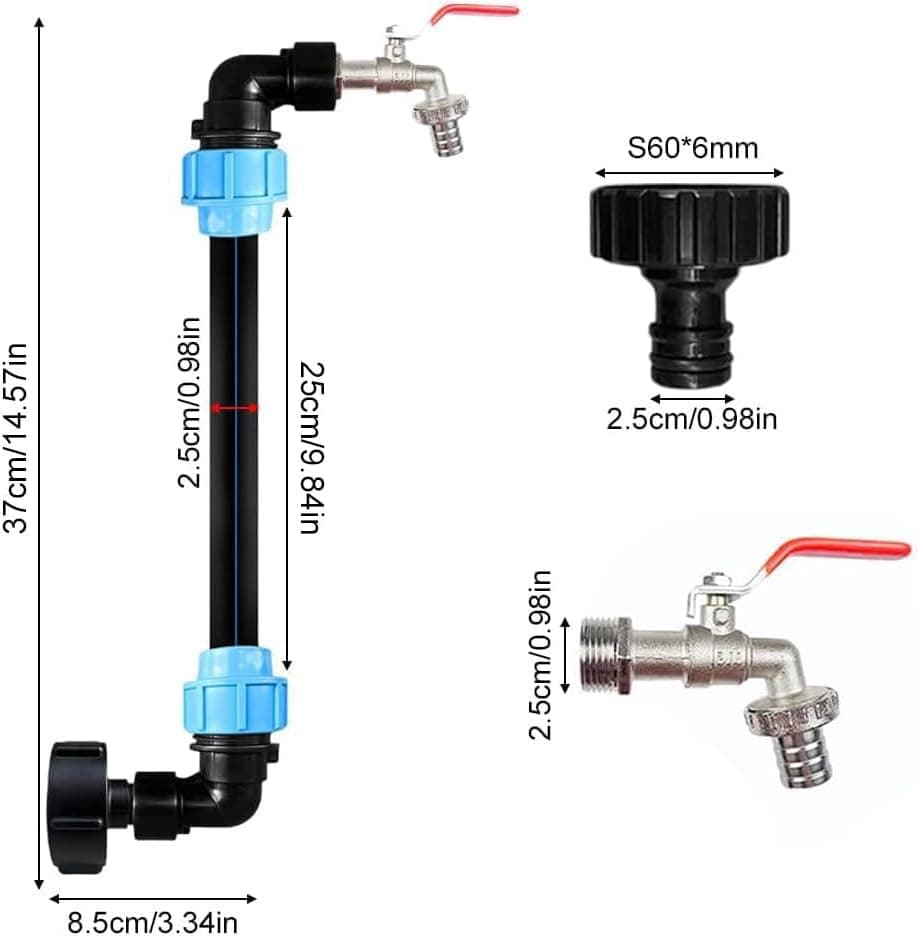 Ibc Tank Schwanenhalshahn, 1000l Tankhahn, Ibc Anschlussset, 3/4 Zoll Hahnauslass Ibc Tankadapter Regenwassersammler Zubehör