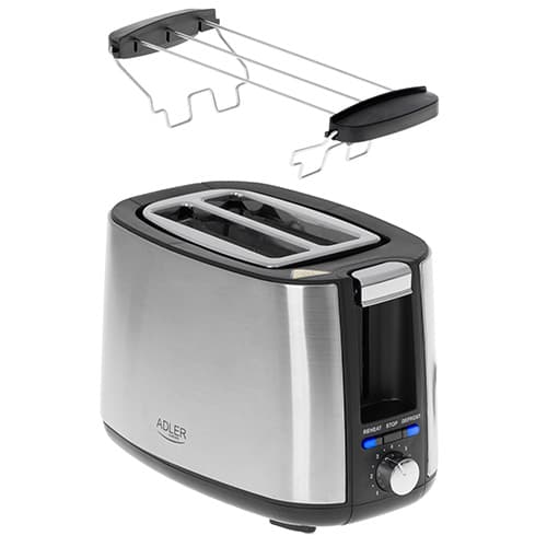 Adler  Ad 3214  Toaster  Leistung 750 W  Anzahl Der Schlitze 2  Gehäusematerial Edelstahl  Silber