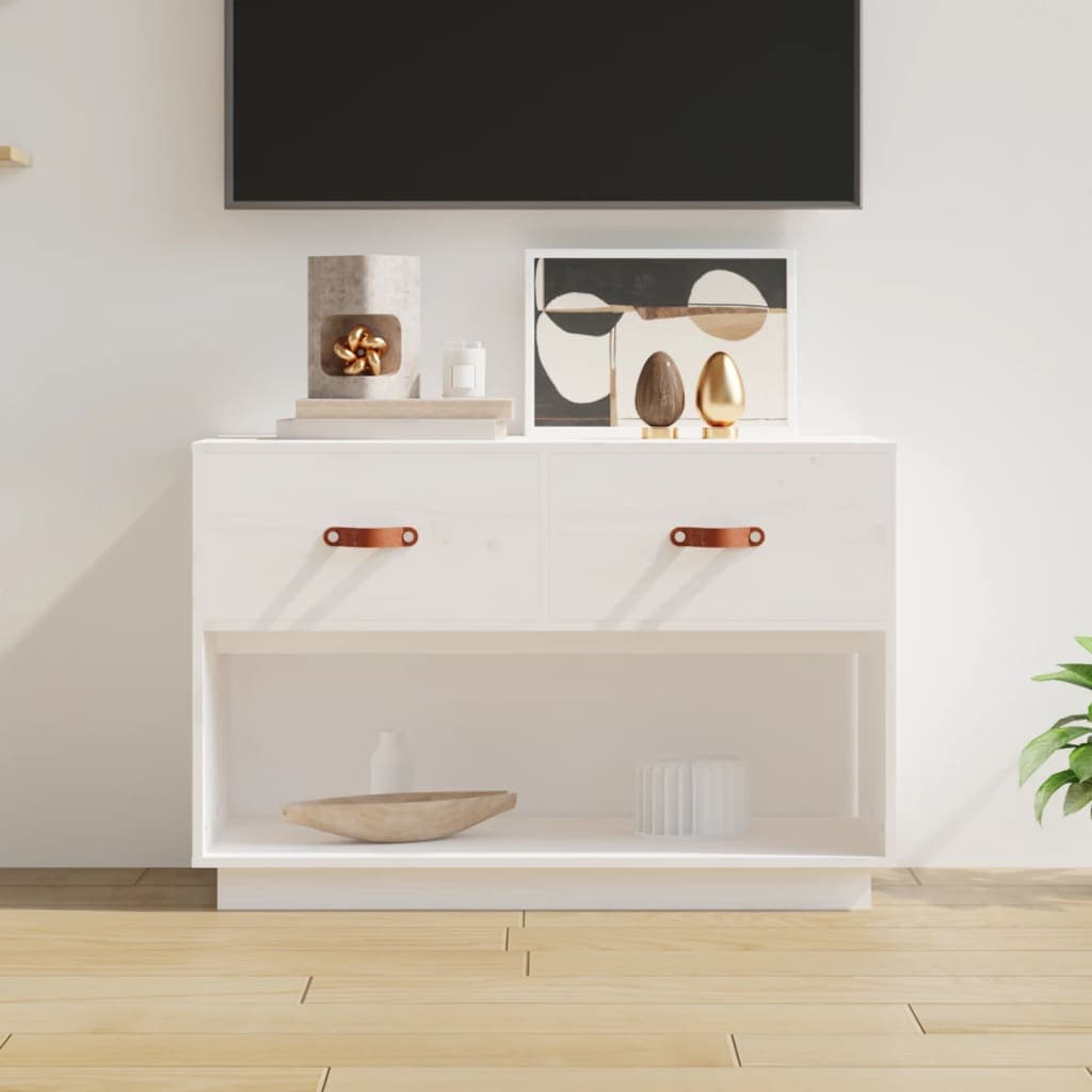 Tv-schrank Weiß 90x40x60 Cm Massivholz Kiefer - Vidaxl