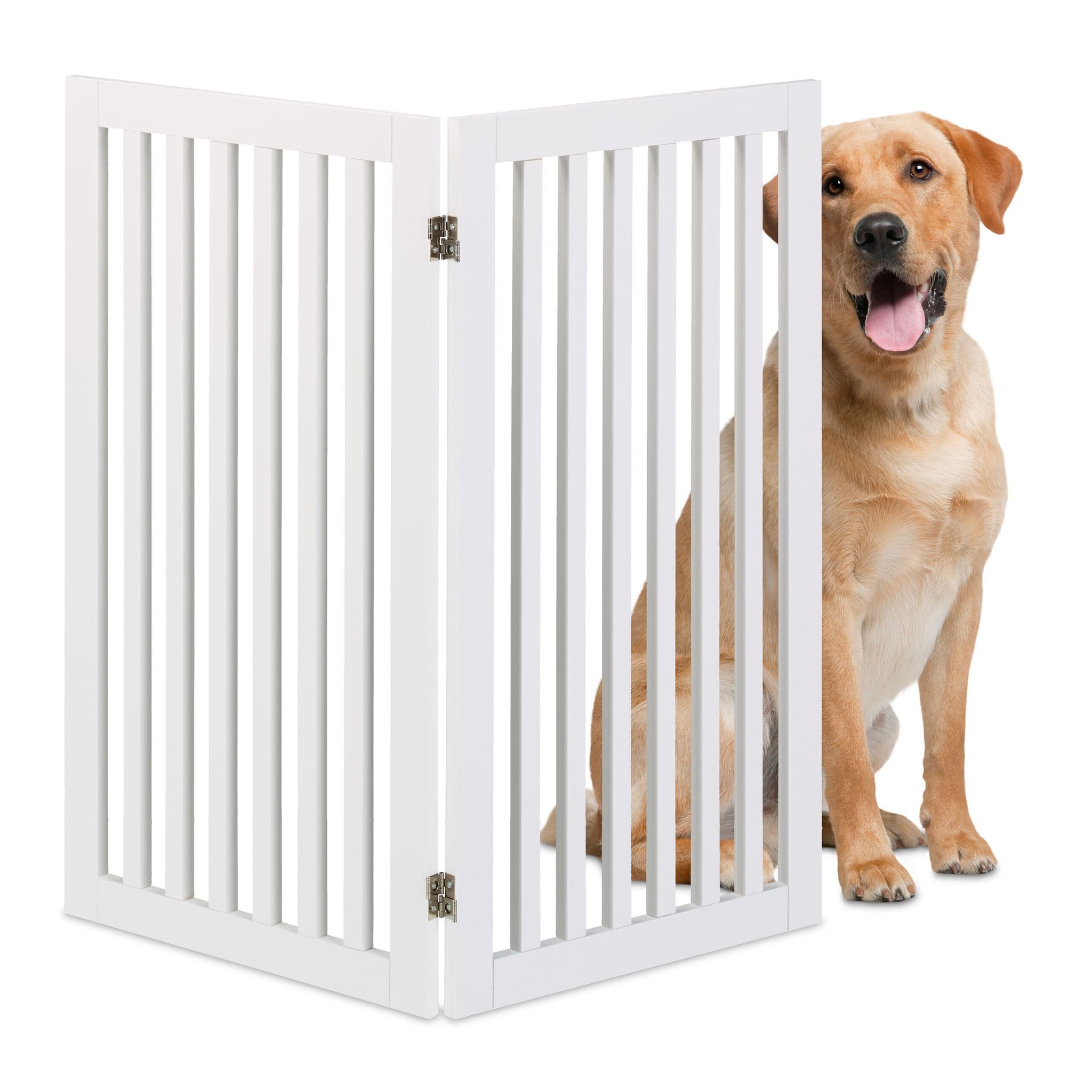 Relaxdays - Hundeabsperrgitter, Freistehendes Schutzgitter, Hxb: 91,5 X 103 Cm, Mdf, Zusammenklappbar, Türgitter, Weiß
