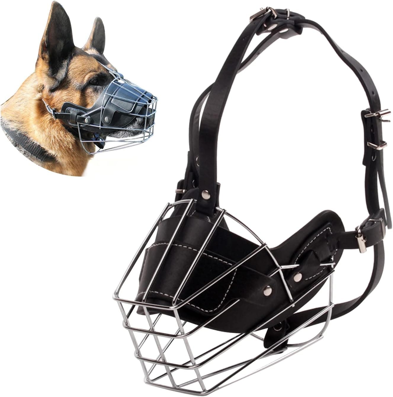 Tigrezy - Maulkorb Für Hunde, Staffordshire Terrier, Leder, Sicherer Korb, Maulkorb Für Hunde, Gegen Bellen, Biss, Kauen