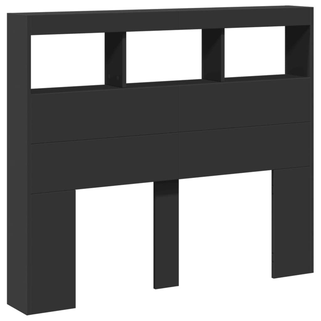 Led-kopfteil Mit Ablagen Schwarz 120x17x102 Cm Vidaxl