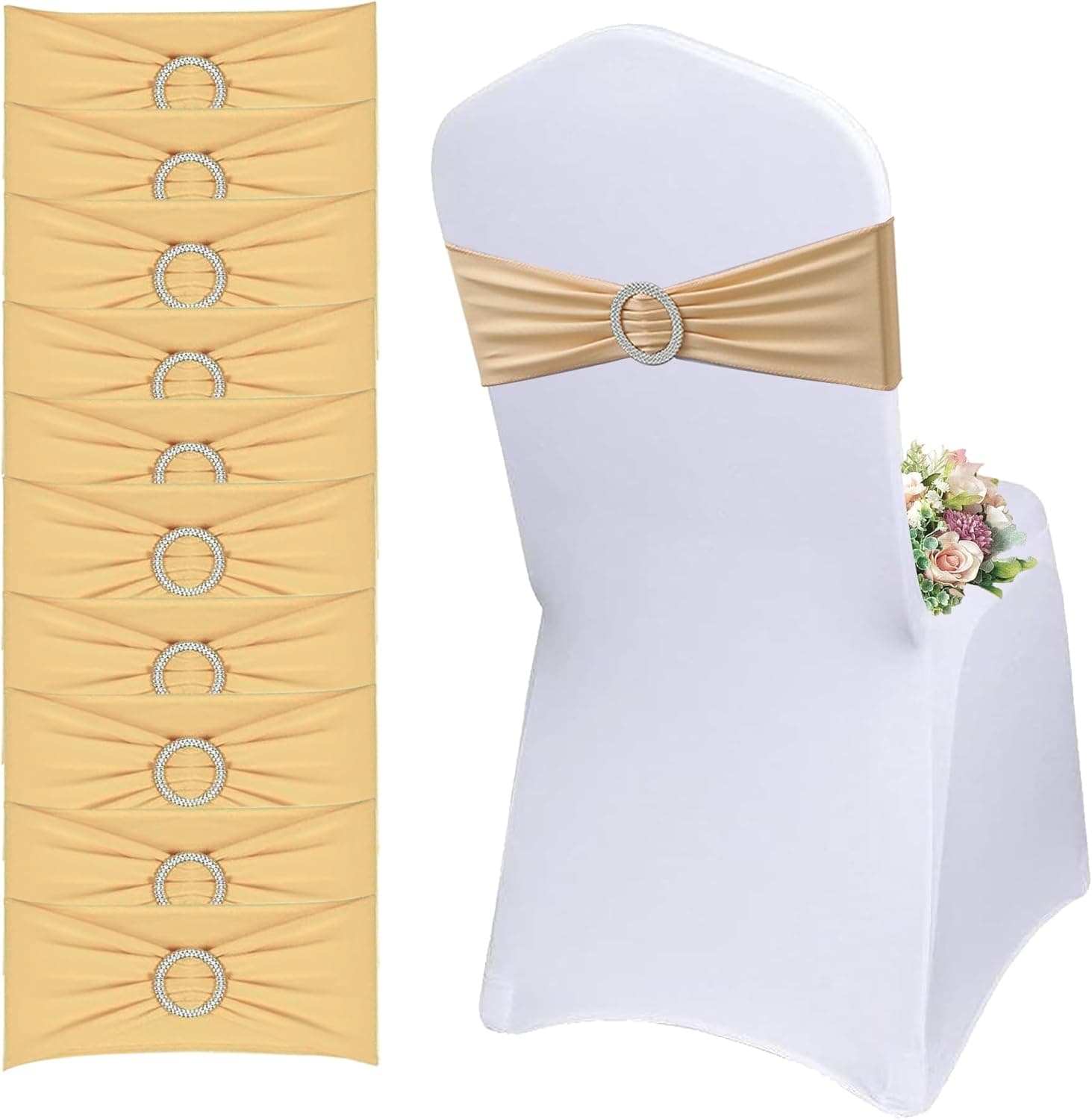 20er-pack Elastische Stuhlschärpen Mit Runder Schnalle – Dehnbarer Stuhlbezug Und Gürteldekoration Für Hochzeit, Bankett, Party, Empfang,