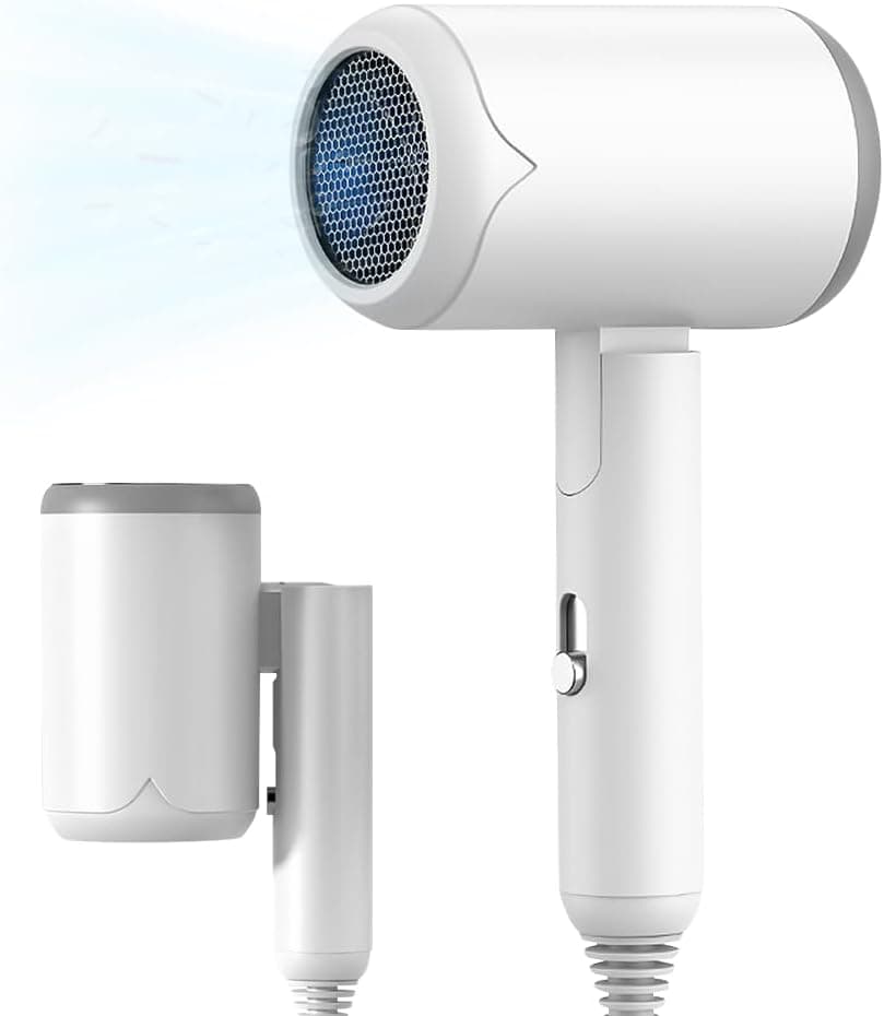 Klappbarer Haartrockner, 1200 W, Klappbarer Reisehaartrockner, Ionen-haartrockner, 3 Temperaturen, Reisehaartrockner, Überhitzungsschutz, Für